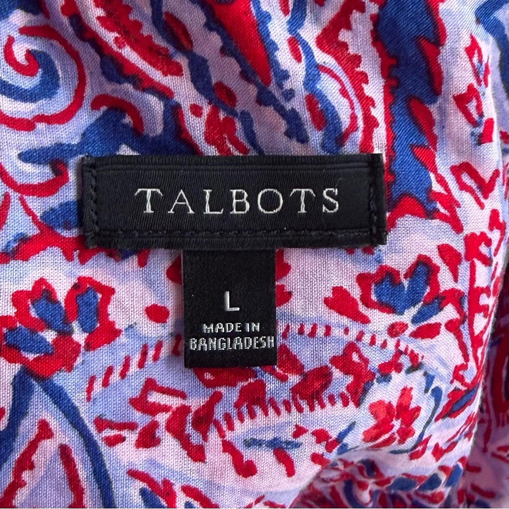 •Talbots• Classic Paisley Button Down Blouse -  Size Large - Picture 2 of 9